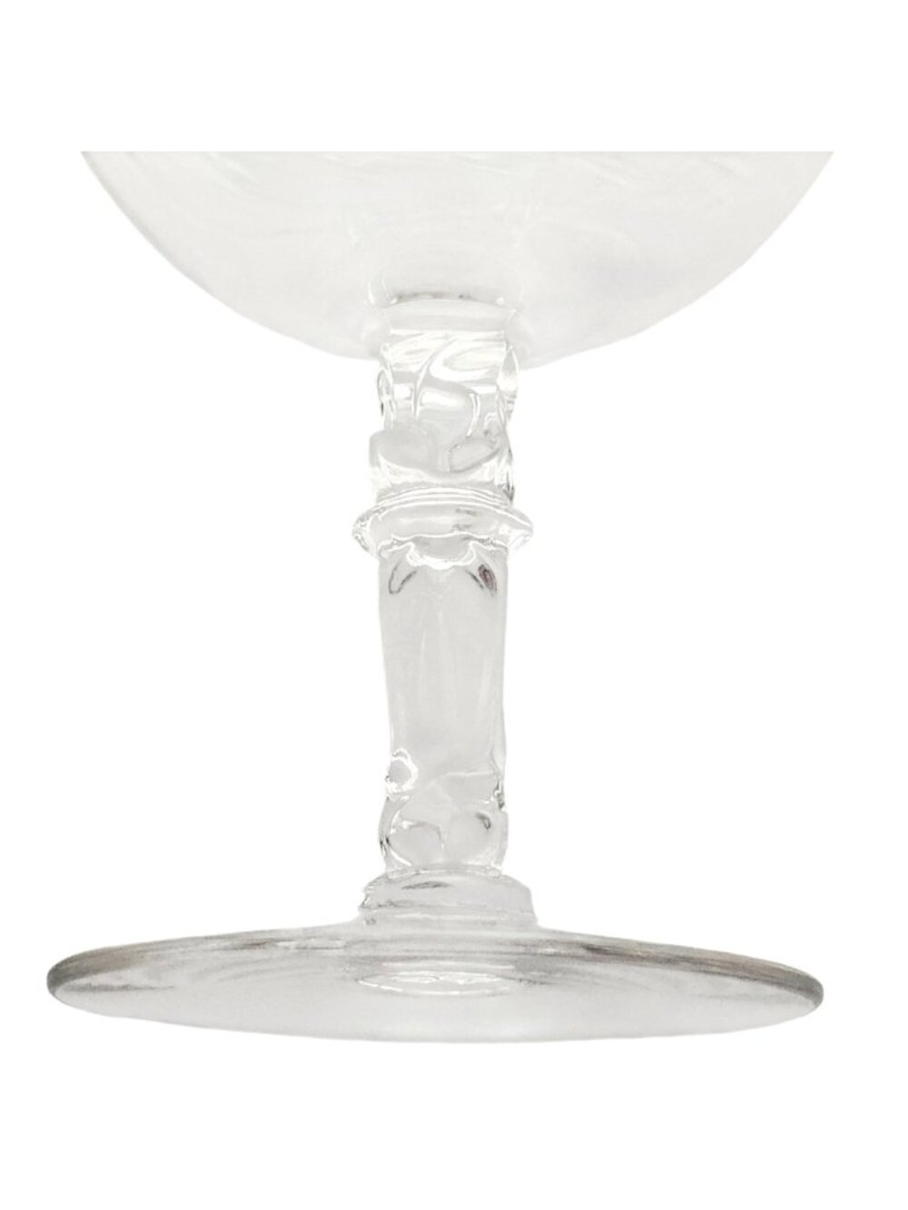 2 Fostoria Holly Champagne Coupes Glasses 4.5" sculpted stem etched cut glass - Picture 3 of 7